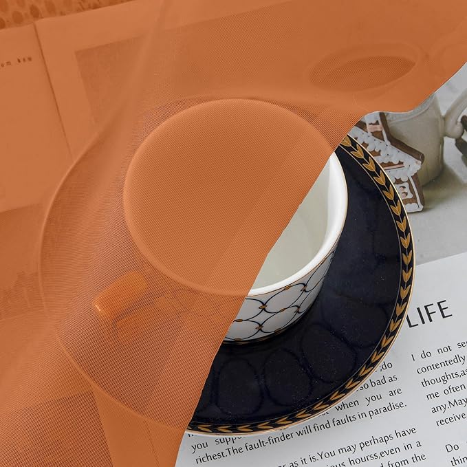 Aiyufeng Orange Sheer Curtains 96 Inches Long 2 Panels Set, Light Filtering Soft Airy Voile Rod Pocket Orange Sheer Window Drapes for Bedroom Living Room, Each 42Wx96L Inches