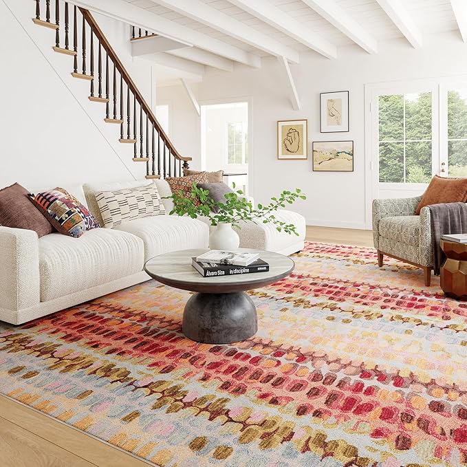 Dash & Albert Paint Chip Pastel Machine Washable Rug, 2 X 3 Feet, Multicolored Geometric Pattern