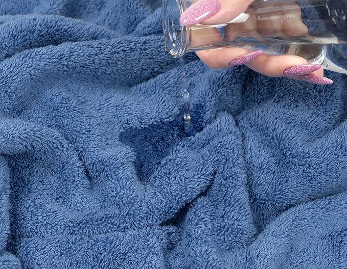 American Soft Linen Luxury 6 Piece Towel Set, 2 Bath Towels 2 Hand Towel 2 Washcloths, 600 GSM 100% Cotton Turkish Towels for Bathroom, Electric Blue Towel Sets