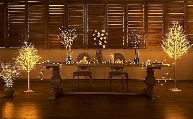 LITBLOOM Lighted Brown Willow Branches 30IN 150 LED Plug in with Timer and Dimmer Tree Branch Lights with Warm White Lights for Holiday Christmas Home Decoration