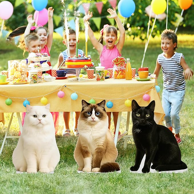Black Cat Life Size Standee - 2FT Freestanding Coroplast Cutouts | Pets Animal Standup Photo Booths, Birthday & Halloween Decorations
