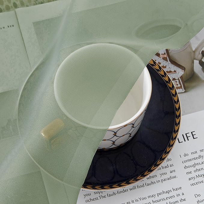 Aiyufeng Sheer Sage Green Curtains 120 Inches Long, Extra Long Rod Pocket Solid Color Window Sheer Curtain Panels, Elegant Curtains & Drapes for Living Room, Bedroom 2 Panels (Sage, 59" W x 120" L)