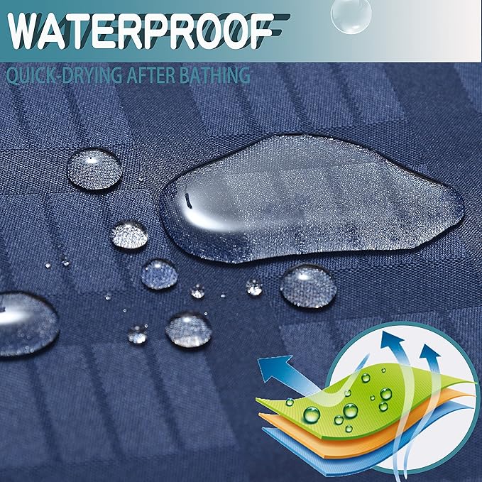 Extra Long No Hook Shower Curtain with Snap in Liner Set, Hotel Luxury Navy Blue Shower Curtains for Bathroom with See Through Top Window, Waterproof, Washable 71W x 84H