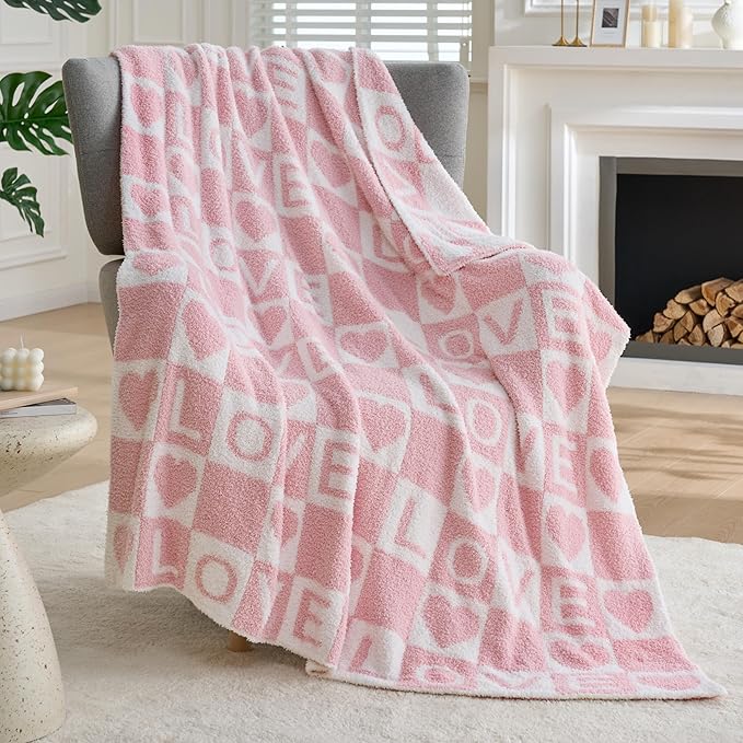 Joiedomi Throw Blanket for Couch Bed Sofa, Knitted Blankets Gifts for Women Mom Girls, Cozy Cute Soft Throw Home Room Decor Aesthetic for Women Mothers Birthday Gifts 50x60 Inches