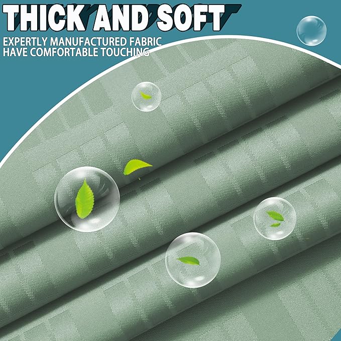 Conbo Mio Stall No Hook Sage Green Shower Curtain with Snap in Liner Set, Hotel Luxury Shower Curtains for Bathroom with See Through Top Window, Waterproof, Washable 54W x 74H