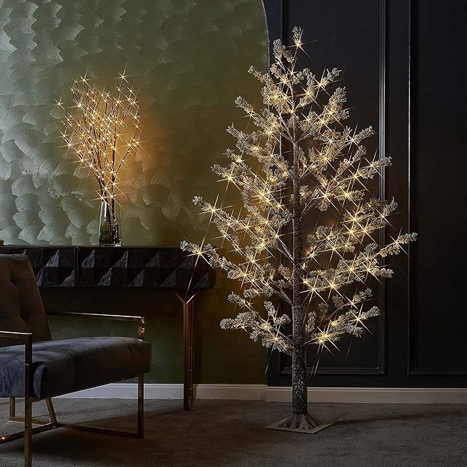 LITBLOOM Lighted Brown Willow Branches 30IN 150 LED Plug in with Timer and Dimmer Tree Branch Lights with Warm White Lights for Holiday Christmas Home Decoration