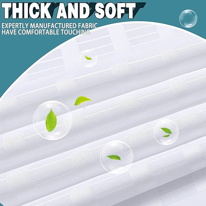 Conbo Mio Extra Wide No Hook Shower Curtain with Snap in Liner Set, 108" x 74" Hotel Luxury White Shower Curtains for Bathroom with See Through Top Window, Waterproof, Washable 108W x 74H