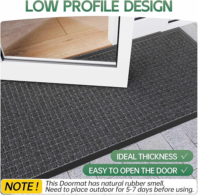 Front Door Mat Outside Entrance, 6' x 4' Heavy Duty Indoor Outdoor Door Mats for Entryway, All Season Weather Outdoor Doormat, Natural Rubber Non Slip Welcome Mats for Front Door