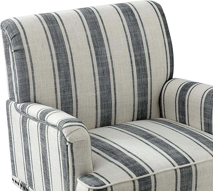HULALA HOME Modern Armchairs Set of 2 with Wooden Legs & Nailhead Trim, Comfy Upholstered Accent Chairs for Living Room Bedroom Office(Stripe Pattern, Black)