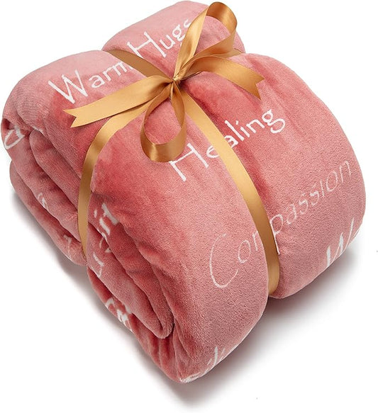 Chanasya Healing Warm Hugs Gift Throw Blanket - Sympathy Gift Breast Cancer Chemo Survivor Get Well Caring Gifts - Comfort Pink Gift Blanket for Love Support Women Grandma Friend - Rosetan