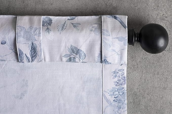 Maison d' Hermine Curtains for Living Room 100% Cotton 96 inch Length One Panel Light Filtering Curtains for Bedroom Windows with Rod and Loop Pockets Drapes (Equinoxe Blue, 50" W x 96" L)