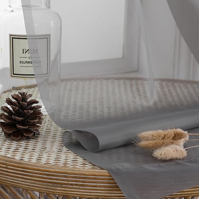 Aiyufeng Charcoal Grey Sheer Curtains, 84 inches Long, 2 Panels Sets, for Living Room/Bathroom/Basement, Rod Pocket, 2PCS, 40Wx84L