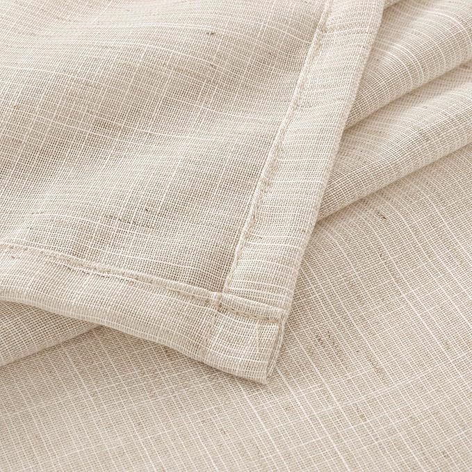 BGment Oatmeal Linen Curtains 40 Inch Length for Kitchen Cafe Window - Half Window Drapes Semi Sheer with Rod Pocket Light Filtering for Bathroom Lightweight, 2 Panels Set, 30 X 40 Inch