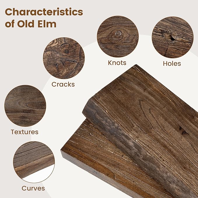 Rustic Elm Wood Floating Shelf for Wall, Flat Edge 55"W x 9.2"D x 1.4"H, 1 Pack with Invisible Bracket, Large Wall Mounted Storage Shelf for Living Room Bedroom Kitchen Bathroom Decor, Walnut Finish