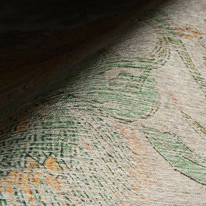 Dash & Albert Zell Multi Machine Washable Rug, 6 X 9 Feet, Multicolored/Tan Floral Pattern