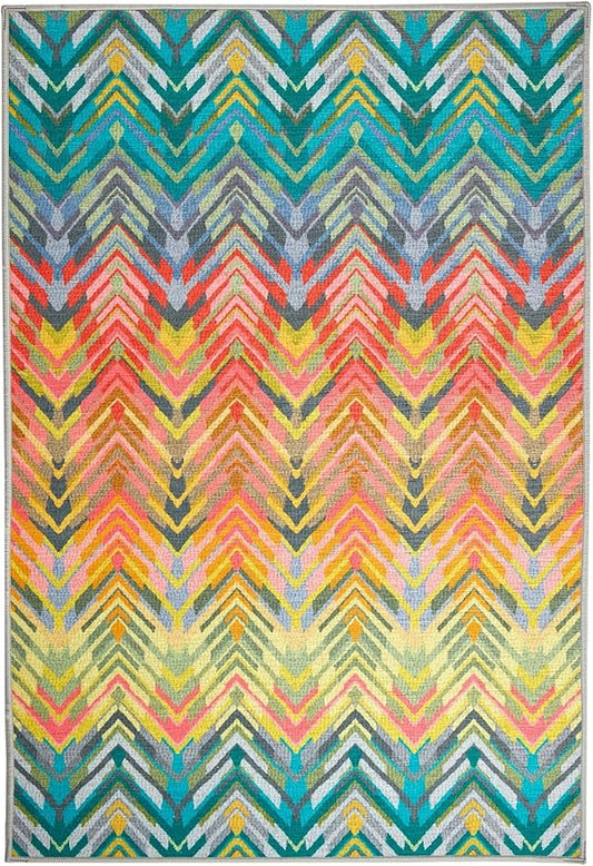Dash & Albert Seneca Multi Machine Washable Rug, Runner-2.5 X 8 Feet, Multi Graphic Pattern