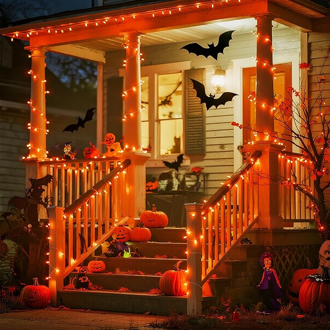 JMEXSUSS 168FT 600 LED Christmas Lights Outdoor Waterproof 8 Modes Halloween String Lights Orange Christmas Tree Lights Indoor Halloween Plug in Thanksgiving Party Holiday Decorations