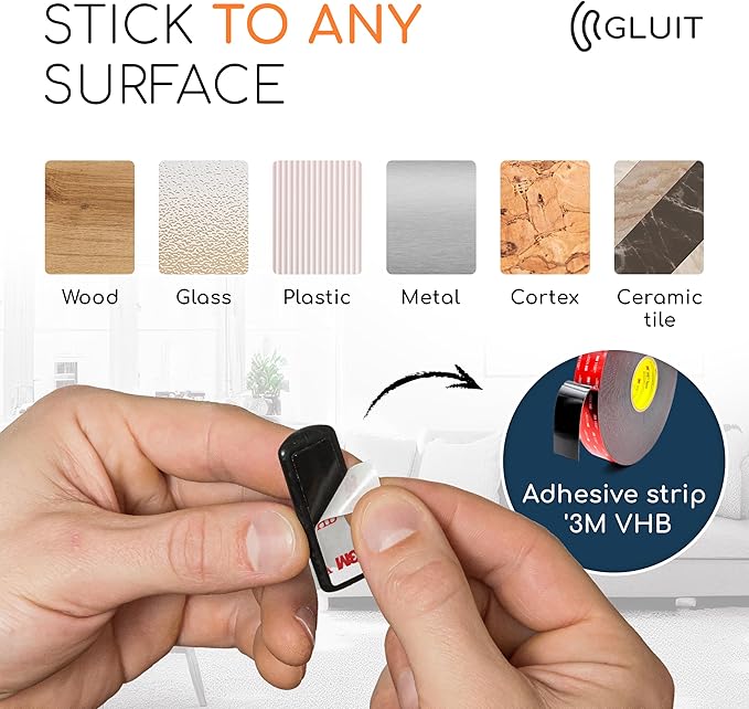 GLUIT Adhesive Desktop Cable Organizer 15 Slots Versatile Cord Holders Wire Clips and Cable Holder Cord Organizer for Desk Table Accessories Office Spaces New Black 5 Pack