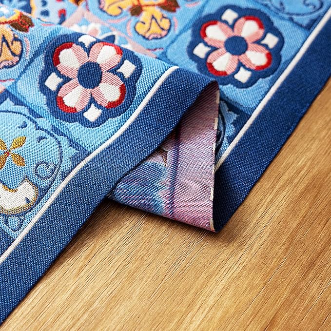 13×72 Inch Table Runner, Retro-Luxury Tassels Series for Kitchen Dining Table Holiday Decoration (Ethnic Blue)