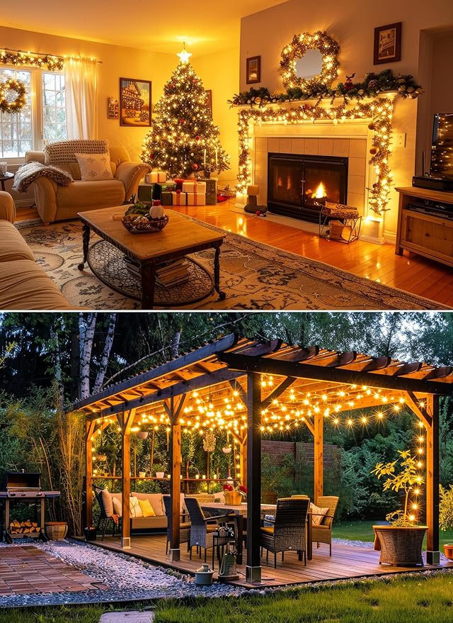 Minetom Fairy Lights Battery Operated with Remote, 66Ft 200 LED Waterproof String Lights Indoor Outdoor, Starry Twinkle Light for Christmas Home Bedroom Wedding DIY Centerpiece Decor