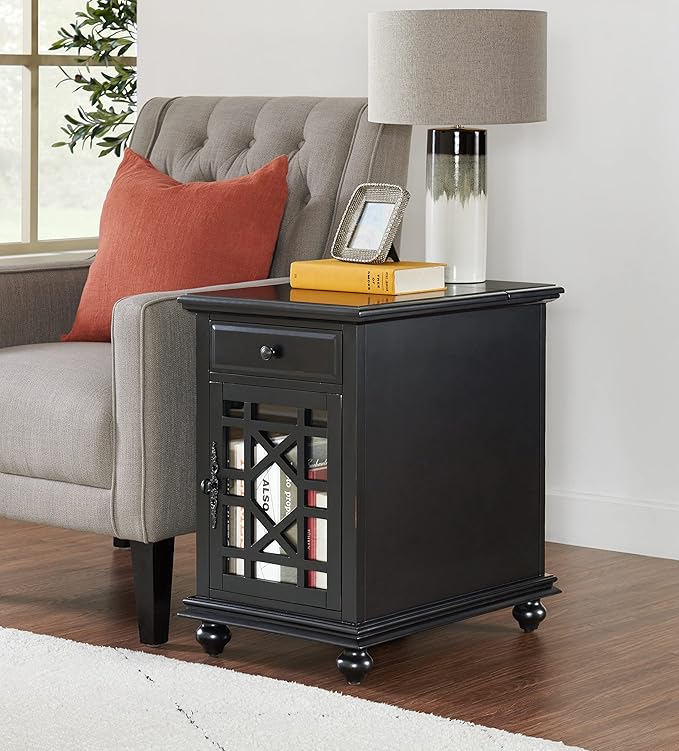Martin Svensson Home Elegant Chairside End Table, 24 in x 16 in x 25 in, Antique Black