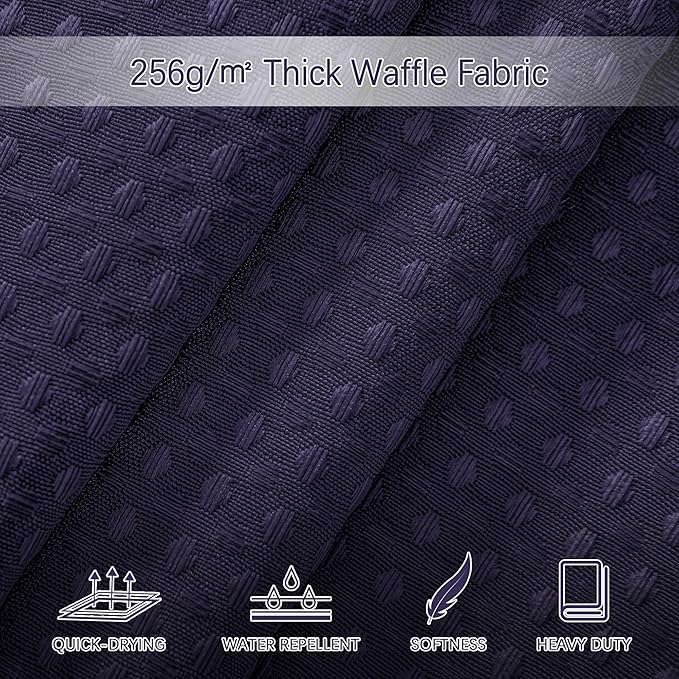 Purple Stall Shower Curtain Waffle Weave Fabric, Luxury Waterproof Shower Curtains, 256GSM Heavy Duty Camper Shower Curtain for Travel Trailers with 6 Metal Hooks, 36Wx72H