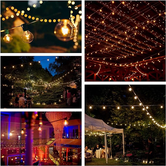 Hometown Evolution, Inc. 10 Foot Outdoor Globe String Lights (10 Foot, G40 Clear - Black Wire - 1.6" 5-Watt Bulbs)