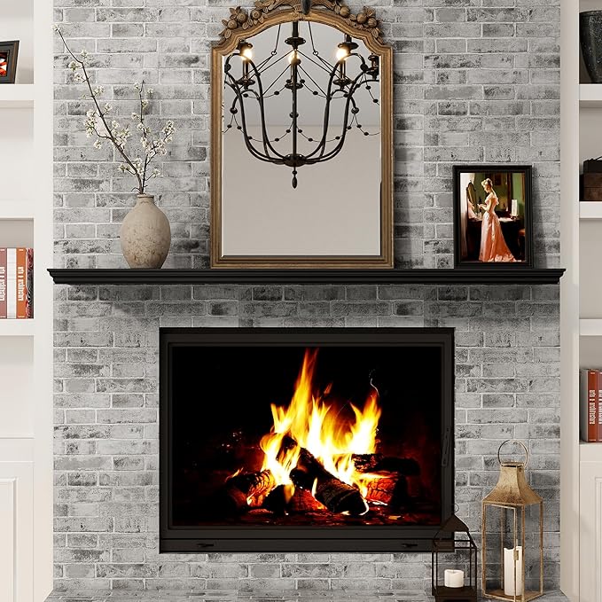 Axeman 55 Inch Floating Shelves for Wall, 9.3" Deep Crown Molding Wood Display Shelf with Heavy Duty Invisible Brackets for Living Room, Bedroom, Bathroom, Kitchen Decor & Storage, Set of 1, Black