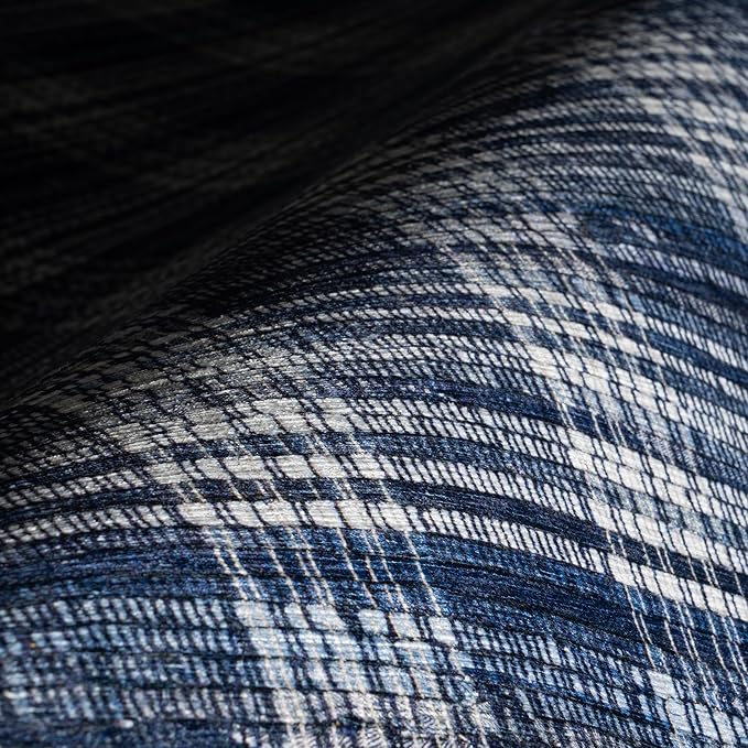 Dash & Albert Denim Plaid Blue Machine Washable Rug, 5 X 8 Feet, Blue/White Plaid Pattern