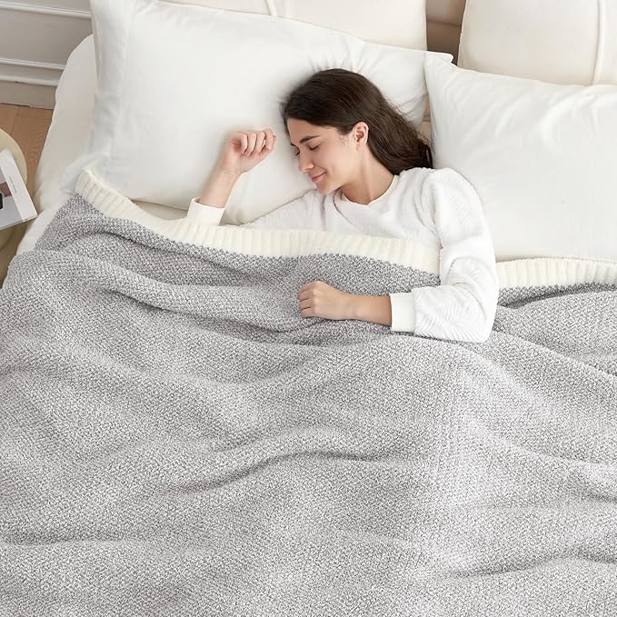 Snuggle Sac Oversized Bedding Blanket Grey Color Twin XL, Super Soft Warm Blankets for Bed, Living Room, Luxurious Microfiber Blanket Dupes, Heather Grey, 66x90 inches