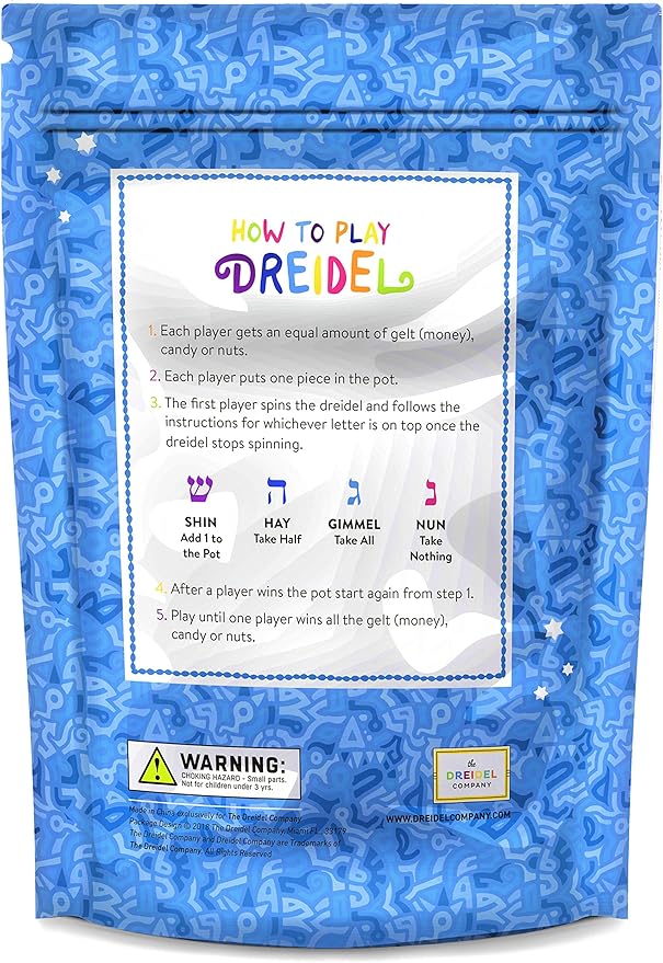 Natural Wood Dreidels Hanukkah Draydel with English Transliteration & Instruction Cards (25-Pack)