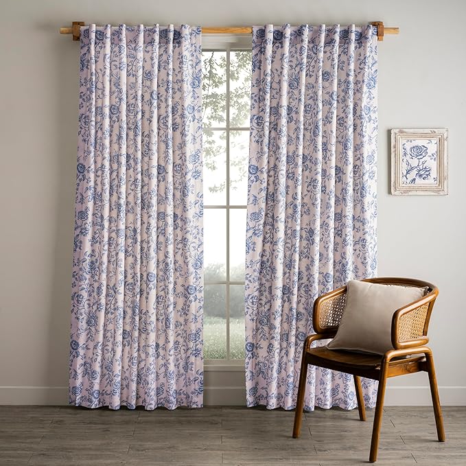 Maison d'Hermine Curtains for Living Room 100% Cotton 96 inch Length One Panel Window Curtains for Bedroom with Loop & Rod Pockets - Roy, 50" W x 96" L