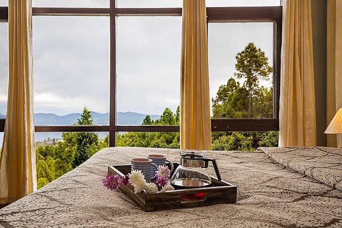 GoCraft Handmade Classic Wooden Tray – Large 16.5" Mango Wood Serving Tray with Handles – Elegant Kitchen & Dining Accessory – Ideal for Breakfast in Bed, Coffee, Tea