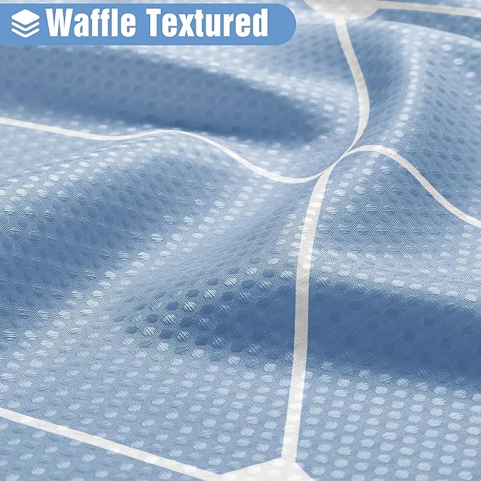 Blue Grey Shower Curtain, Modern Geometric Shower Curtain Sets for Bathroom, Luxury Hotel Style Bath Curtains, No Need Liner with Hooks Set, 72 inch, Smoke Blue