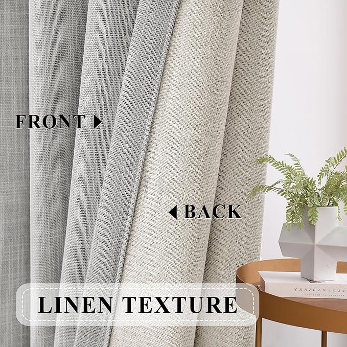 Macochico Blackout Curtains 96 Inches Long Pinch Pleated Linen Curtains with Hooks Thermal Curtains for Living Room Bedroom Farmhouse Off White Window Panels with Tieback 84" Wx96 L 1 Panel