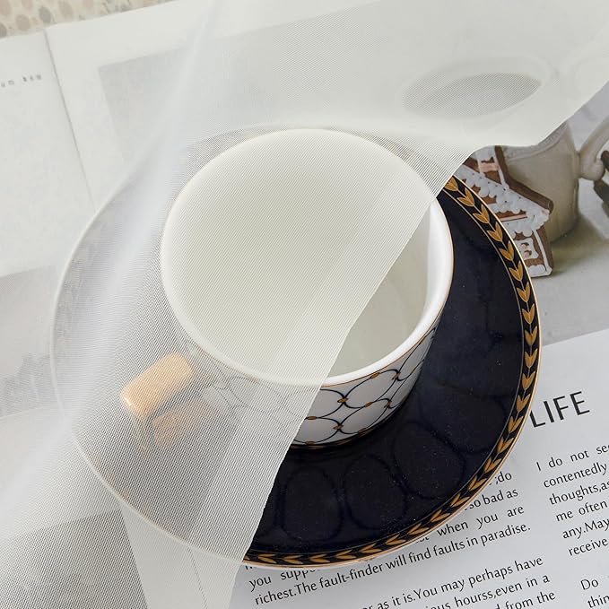 Aiyufeng Voile Sheer Ivory Curtains - Transparent Light Weight Soft Window Treatment Curtain Panels with Rod Pocket Top for Patio Door/Living Room (W59 x L96, 2 Panels), Ivory