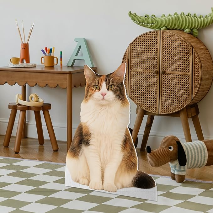 Cat - Calico Life Size Standee - 2FT Freestanding Coroplast Cutouts | Pets Animal Standup Photo Booths, Birthday & Halloween Decorations