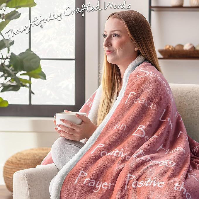 Chanasya Healing Warm Hugs Gift Throw Blanket - Sympathy Gift Breast Cancer Chemo Survivor Get Well Caring Gifts - Comfort Pink Gift Blanket for Love Support Women Grandma Friend - Rosetan