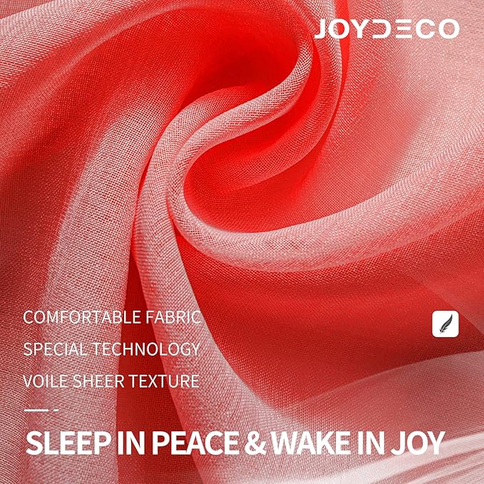Joydeco Red Sheer Curtains 72 Inch Length 2 Panels Set, Rod Pocket Long Sheer Curtains for Window Bedroom Living Room, Lightweight Semi Drape Panels for Yard Patio (54x72 inch, Red)