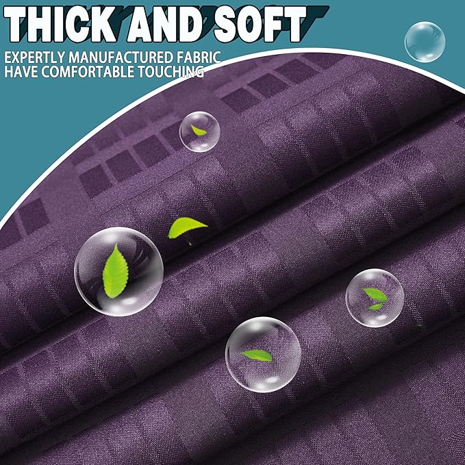 Extra Long No Hook Shower Curtain with Snap in Liner Set, Hotel Luxury Purple Shower Curtains for Bathroom with See Through Top Window, Waterproof, Washable 71W x 84H