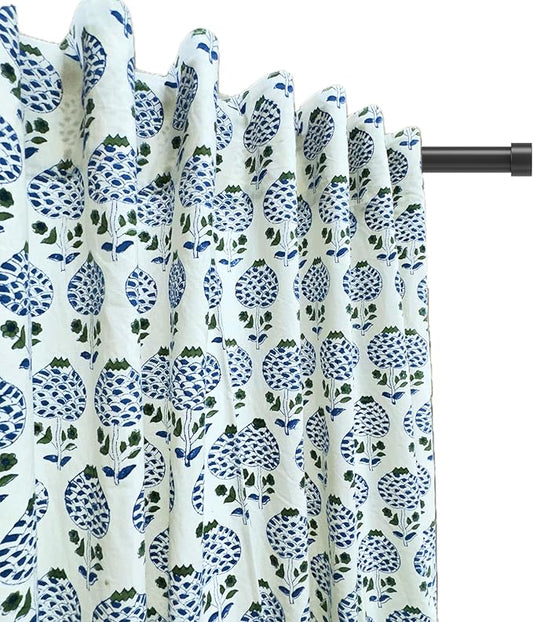 ATOSII Cotton Curtains (Roma Blue, 1 Panel - W 60" X L 108")
