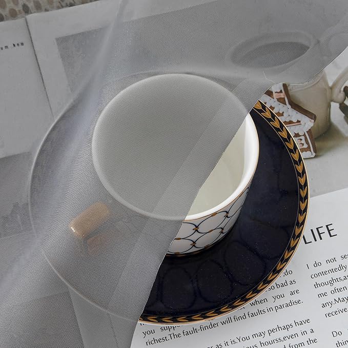 Aiyufeng 2 Pack: Basic Grey Sheer Curtain Drapes for Living Room 108 Inch Length 2 Panels, Light Filtering Voile Drapes for Bedroom, Patio, Sliding Door, Each 40" W x 108" L