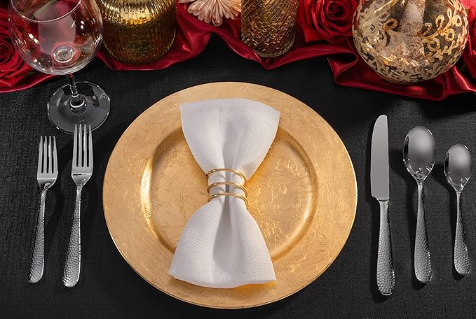 Hudson Essentials Premium 40 Piece Hammered Silverware Set, 18/10 Stainless Steel, Fine Flatware Service for 8 -Dishwasher Safe Bergamo Cutlery