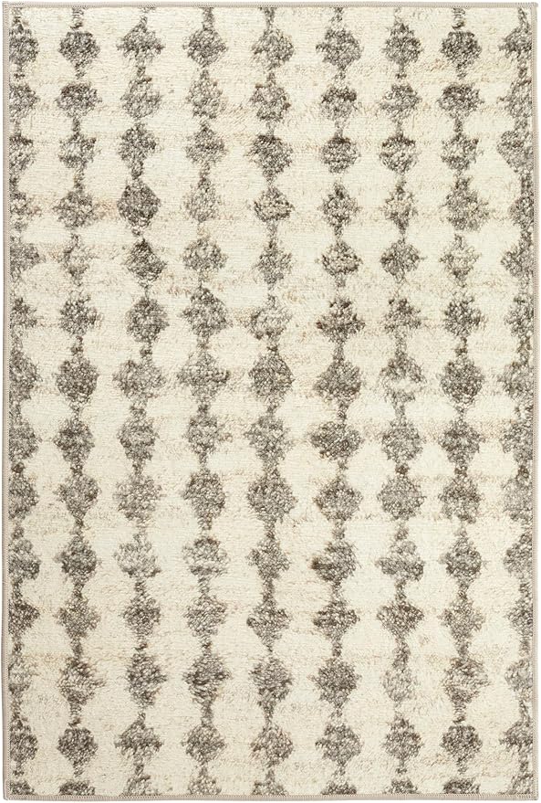 Dash & Albert Izzy Grey Machine Washable Rug, 7.5 X 9.5 Feet, Grey Graphic Pattern - Premium Luxury Hotel Quality Soft Breathable Hypoallergenic Machine Washable Easy Care All Season Comfortable