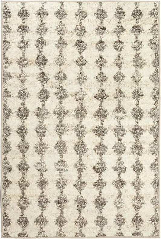 Dash & Albert Izzy Grey Machine Washable Rug, 7.5 X 9.5 Feet, Grey Graphic Pattern - Premium Luxury Hotel Quality Soft Breathable Hypoallergenic Machine Washable Easy Care All Season Comfortable