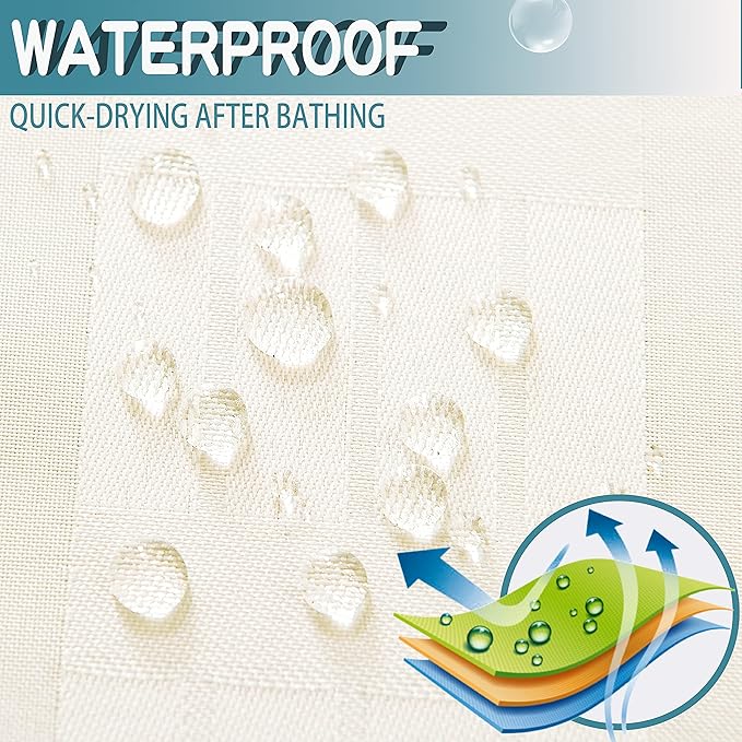 Conbo Mio No Hook Shower Curtain with Snap in Liner Set, Hotel Luxury Beige Shower Curtains for Bathroom with See Through Top Window, Waterproof, Washable 71W x 74H