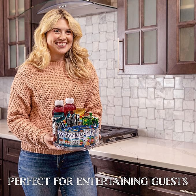 Oizeir Lazy Susan Turntable (2-Pack) - Clear Acrylic, Rotates 360 Degrees, Easily Organize Your Fridge, Cabinet or Counter - Carousel Storage for Food, Spices, Cosmetics