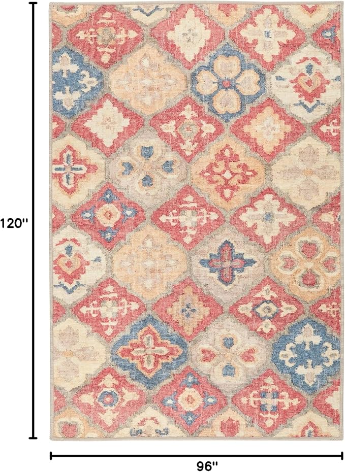 Dash & Albert Pali Multi Machine Washable Rug, 7.5 X 9.5 Feet, Multicolored/Oranges Geometric Pattern