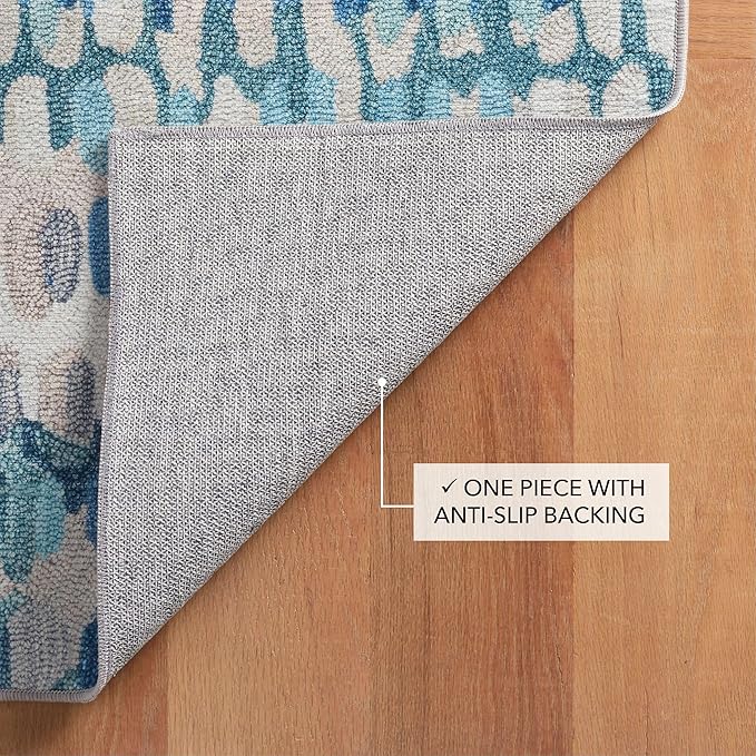 Dash and Albert Paint Chip Machine Washable Area Rug - 3' x 5' Blue - Geometric Accent Rug - Anti-Slip Backing, Lightweight, Machine Washable, High Traffic Areas Kitchen, Mudroom, Laundry Room