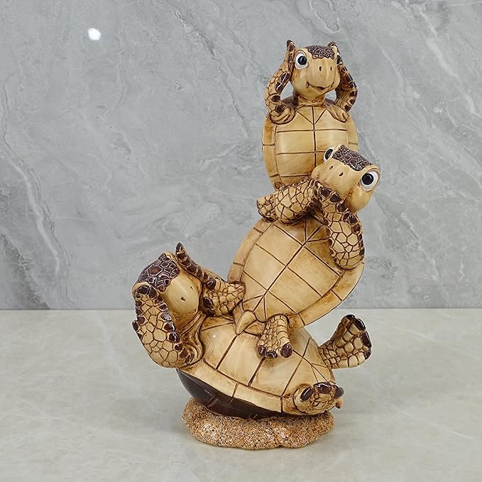 Decorative Resin Sea Turtle Statue. Lovely Baby Seaturtle Figurine. Wild sea Life Blue Sea Turtle Table Décor. and Gift, Lucky Wealth Feng Shui Seaturtle Figurine (Brown3)